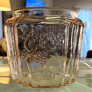 Vintage Anchor Hocking Pink Floral Mayfair Depression Glass Cookie/Biscuit Jar
